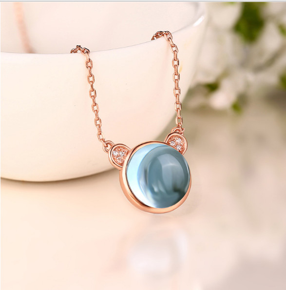 Topaz S925 Sterling Silver Necklace with Rose Gold Plating